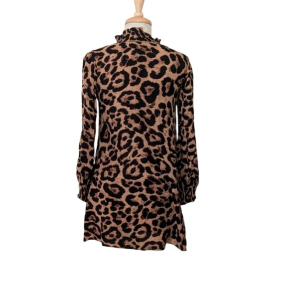 Nasty Gal High Collar Leopard Print Mini Dress  0 - Picture 4 of 9